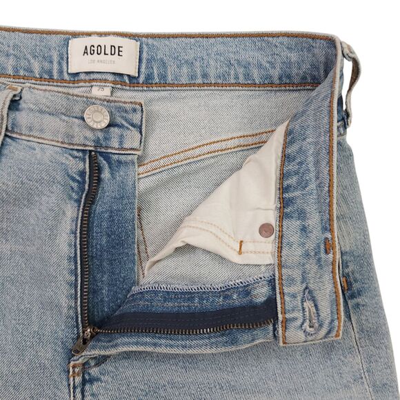 Agolde Merrel Jeans Women 25 Light Blue Cotton Blend Stretch Mid Rise Raw Hem - Picture 4 of 12